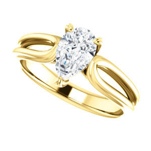 CZ Wedding Set, featuring The Piper engagement ring (Customizable Pear Cut Solitaire with Flared Split-band)