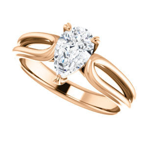 CZ Wedding Set, featuring The Piper engagement ring (Customizable Pear Cut Solitaire with Flared Split-band)
