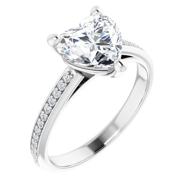 Cubic Zirconia Engagement Ring- The Ahimsa (Customizable Cathedral-set Heart Cut Style with Shared Prong Band)