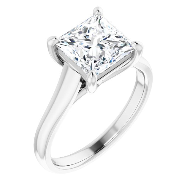Cubic Zirconia Engagement Ring- The Jewel (Customizable Princess/Square Cut Cathedral-Prong Solitaire with Decorative X Trellis)