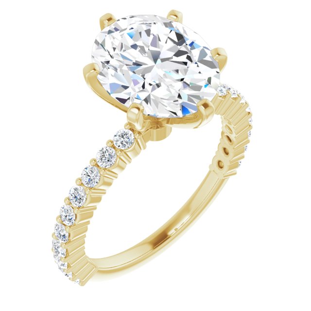 10K Yellow Gold Customizable 8-prong Oval Cut Design with Thin, Stackable Pav? Band