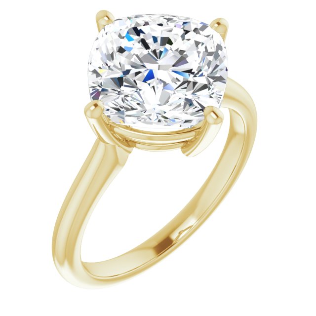 10K Yellow Gold Customizable Cushion Cut Solitaire with Raised Prong Basket