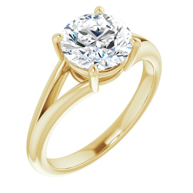 14K Yellow Gold Customizable Round Cut Solitaire with Tapered Split Band