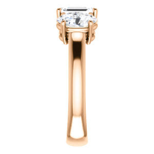 Cubic Zirconia Engagement Ring- The Rita (Customizable Radiant Cut Three-stone Style with Dual Oval Cut Accents)