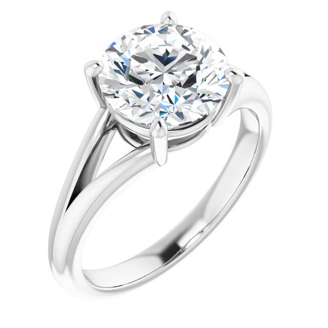 10K White Gold Customizable Round Cut Solitaire with Tapered Split Band