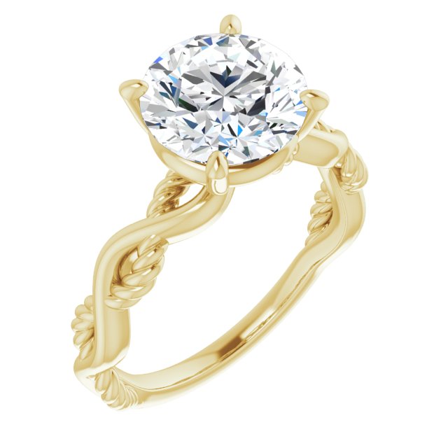 10K Yellow Gold Customizable Round Cut Solitaire with Twisting Split Band
