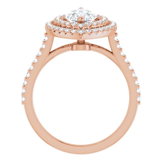 Cubic Zirconia Engagement Ring- The Danielle (Customizable Double-Halo Marquise Cut Design with Accented Split Band)