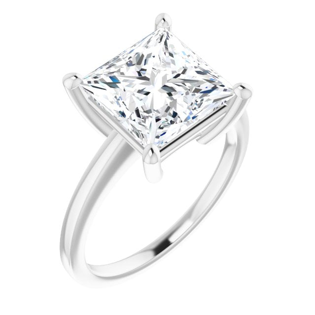 10K White Gold Customizable Bowl-Prongs Princess/Square Cut Solitaire with Thin Band