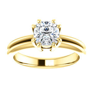 Cubic Zirconia Engagement Ring- The Reese (Customizable Cushion Cut Solitaire with Grooved Band)