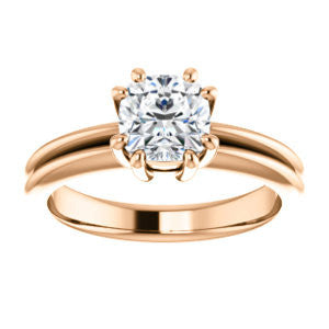 Cubic Zirconia Engagement Ring- The Reese (Customizable Cushion Cut Solitaire with Grooved Band)