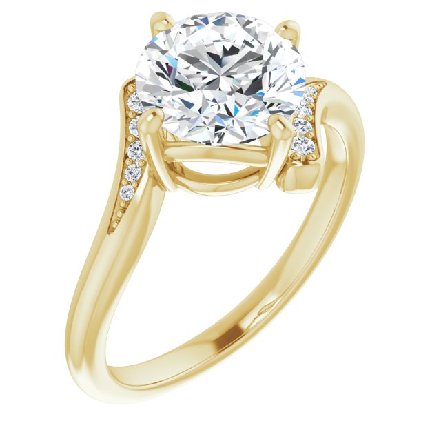 Cubic Zirconia Engagement Ring- The Aina Svanhild (Customizable 11-stone Round Cut Design with Bypass Channel Accents)