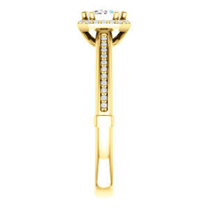 Cubic Zirconia Engagement Ring- The Letitia (Customizable Cathedral-set Emerald Cut Halo Style with Pavé Band)