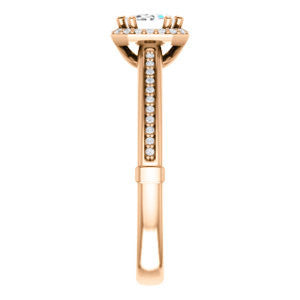 Cubic Zirconia Engagement Ring- The Letitia (Customizable Cathedral-set Emerald Cut Halo Style with Pavé Band)