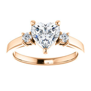 Cubic Zirconia Engagement Ring- The Jacqueline (Customizable Heart Cut 3-stone with Thin Band and Dual Round Prong Accents)