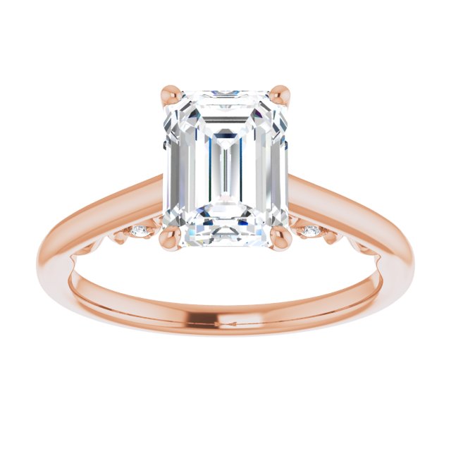 Cubic Zirconia Engagement Ring- The Heilanda (Customizable Cathedral-set Emerald Cut Style featuring Peekaboo Trellis Hidden Stones)