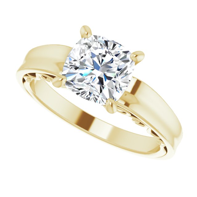 Cubic Zirconia Engagement Ring- The Aliyah Rose (Customizable Cushion Cut Solitaire)
