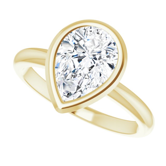 Cubic Zirconia Engagement Ring- The Aeriol (Customizable Bezel-set Pear Cut Solitaire with Thin Band)