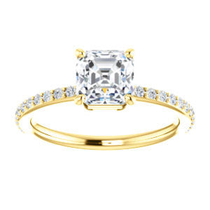 Cubic Zirconia Engagement Ring- The Delilah (Customizable Asscher Cut Petite Style with 3/4 Pavé  Band)