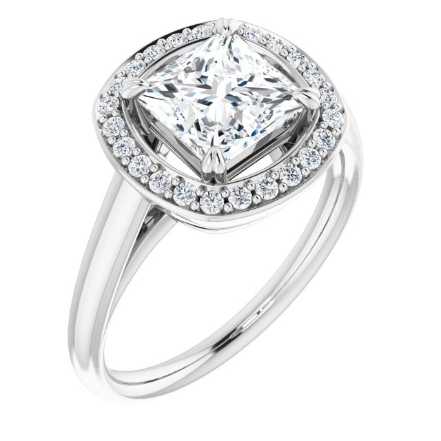 10K White Gold Customizable Princess/Square Cut Design with Loose Halo
