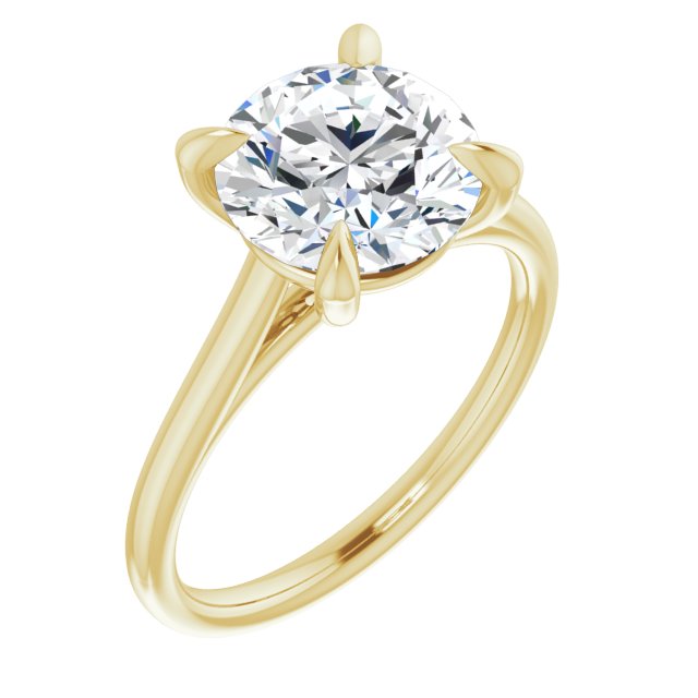 14K Yellow Gold Customizable Classic Cathedral Round Cut Solitaire