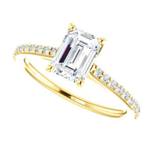 Cubic Zirconia Engagement Ring- The Tanisha (Customizable Cathedral-set Emerald Cut Design with Thin Pavé Band)