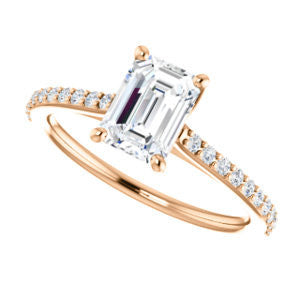 Cubic Zirconia Engagement Ring- The Tanisha (Customizable Cathedral-set Emerald Cut Design with Thin Pavé Band)
