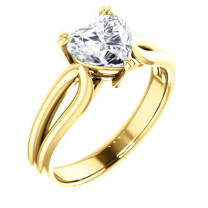 Cubic Zirconia Engagement Ring- The Jan (Customizable Heart Cut Thick-Split Band Solitaire)