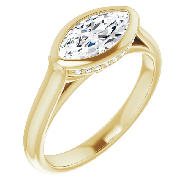 10K Yellow Gold Customizable Marquise Cut Semi-Solitaire with Under-Halo and Peekaboo Cluster