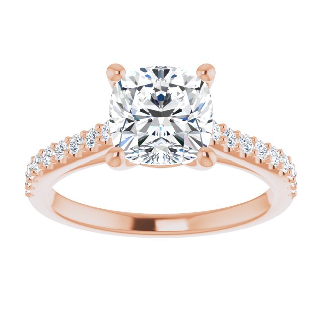 Cubic Zirconia Engagement Ring- The Diane (Customizable Cathedral-raised Cushion Cut Design with Accented Band and Infinity Symbol Trellis Decoration)