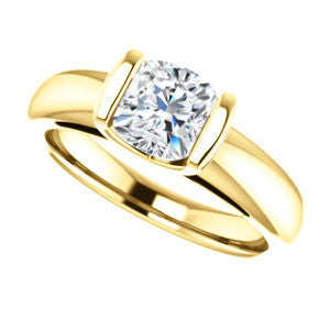 CZ Wedding Set, featuring The Liza Bella engagement ring (Customizable Cushion Cut Cathedral Bar-set Solitaire)