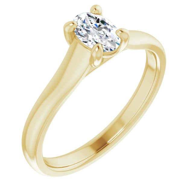 10K Yellow Gold Customizable Oval Cut Cathedral-Prong Solitaire with Decorative X Trellis