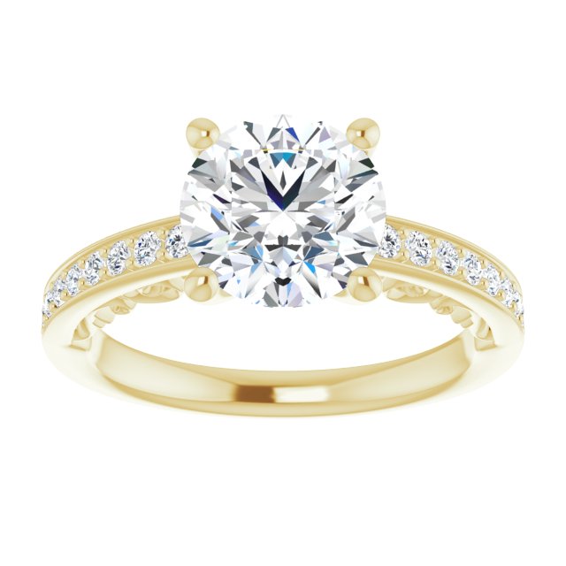 Cubic Zirconia Engagement Ring- The Eternity (Customizable Round Cut Design featuring 3-Sided Infinity Trellis and Round-Channel Accented Band)