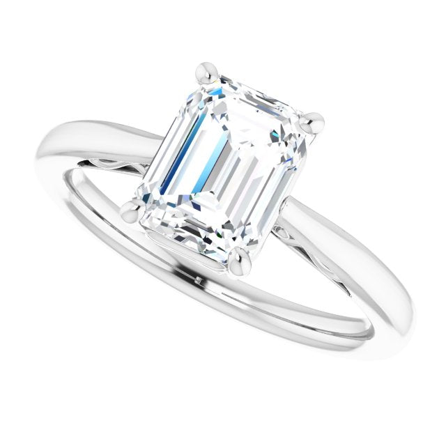 Cubic Zirconia Engagement Ring- The Abbey Ro (Customizable Radiant Cut Solitaire with 'Incomplete' Decorations)