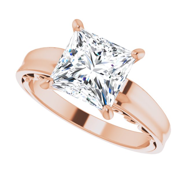 Cubic Zirconia Engagement Ring- The Aliyah Rose (Customizable Princess/Square Cut Solitaire)