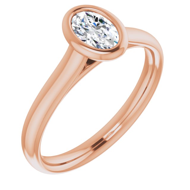 10K Rose Gold Customizable Cathedral-Bezel Oval Cut Solitaire