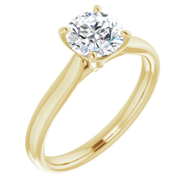 10K Yellow Gold Customizable Cathedral-Prong Round Cut Solitaire