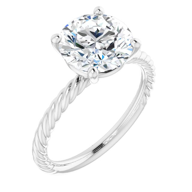 14K White Gold Customizable [[Cut] Cut Solitaire featuring Braided Rope Band