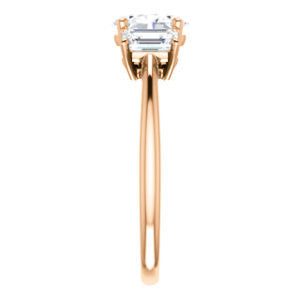Cubic Zirconia Engagement Ring- The Andrea (Customizable Oval Cut 3-stone with Dual Emerald Cut Accents)
