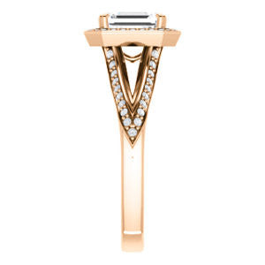 Cubic Zirconia Engagement Ring- The Loren (Customizable Emerald Cut Halo Design featuring Three-sided Twisting Pavé Split Band)