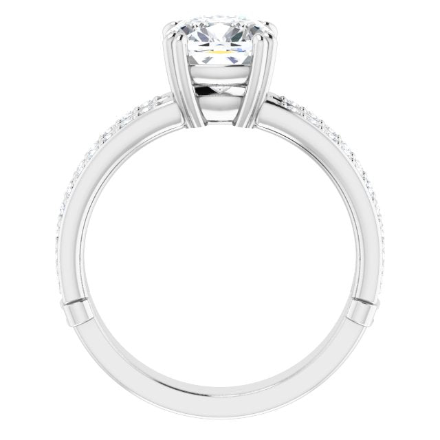 Cubic Zirconia Engagement Ring- The Constance (Customizable Cushion Cut Design featuring Split Band with Accents)