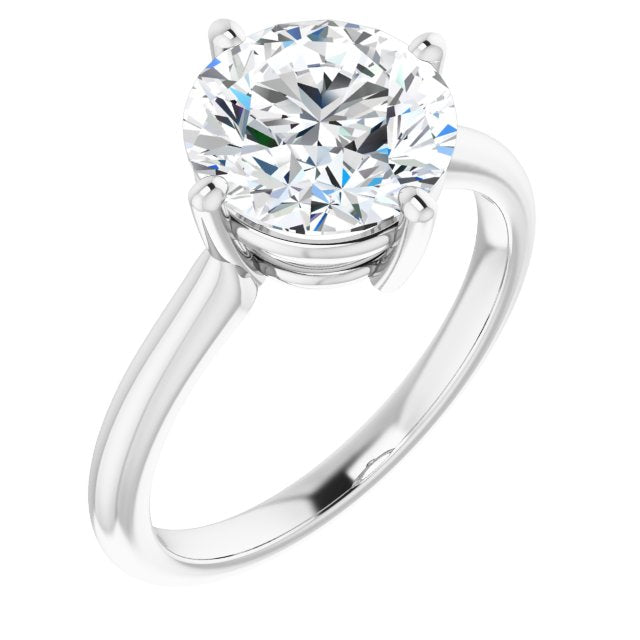 10K White Gold Customizable Round Cut Solitaire with Raised Prong Basket