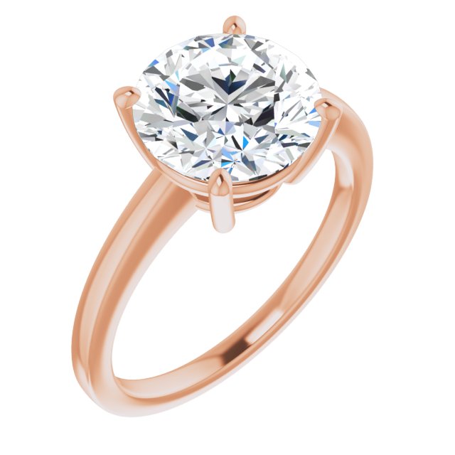10K Rose Gold Customizable Bowl-Prongs Round Cut Solitaire with Thin Band