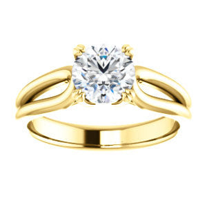 Cubic Zirconia Engagement Ring- The Jan (Customizable Round Cut Thick-Split Band Solitaire)