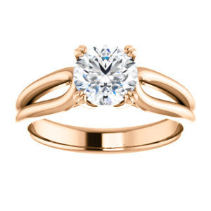 Cubic Zirconia Engagement Ring- The Jan (Customizable Round Cut Thick-Split Band Solitaire)