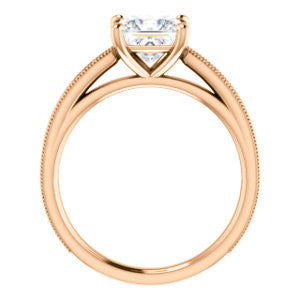 Cubic Zirconia Engagement Ring- The Brooklynn (Customizable Princess Cut with Cathedral Setting and Milgrained Pavé Band)