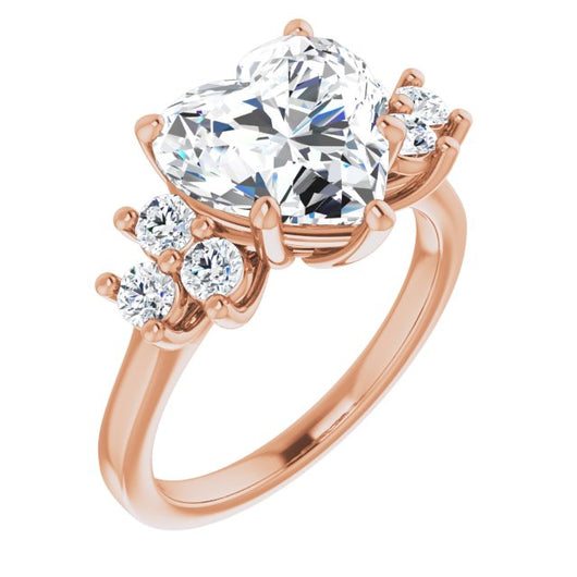 10K Rose Gold Customizable Heart Cut 7-stone Prong-Set Design