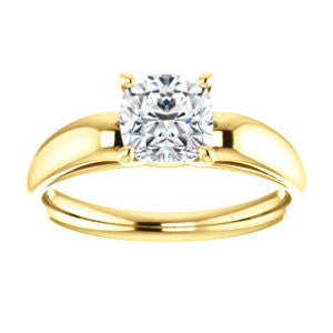 CZ Wedding Set, featuring The Johnnie engagement ring (Customizable Cathedral-set Cushion Cut Solitaire with Decorative Prong Basket)