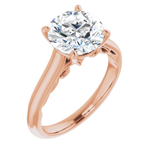 10K Rose Gold Customizable Round Cut Cathedral Solitaire with Two-Tone Option Decorative Trellis 'Down Under'