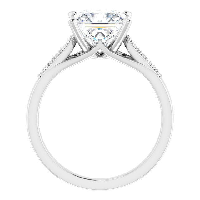 Cubic Zirconia Engagement Ring- The Ivana (Customizable 9-stone Vintage Design with Princess/Square Cut Center and Round Band Accents)