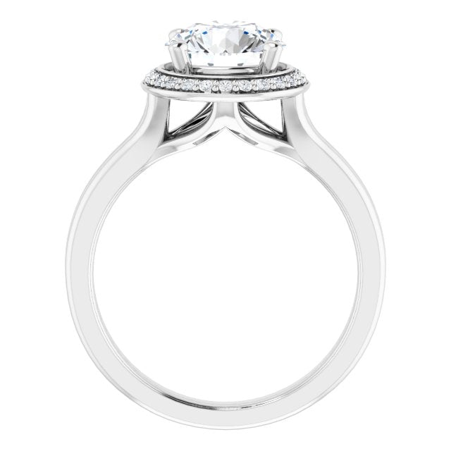 Cubic Zirconia Engagement Ring- The Ivory (Customizable Cathedral-set Round Cut Design with Split-band & Halo Accents)